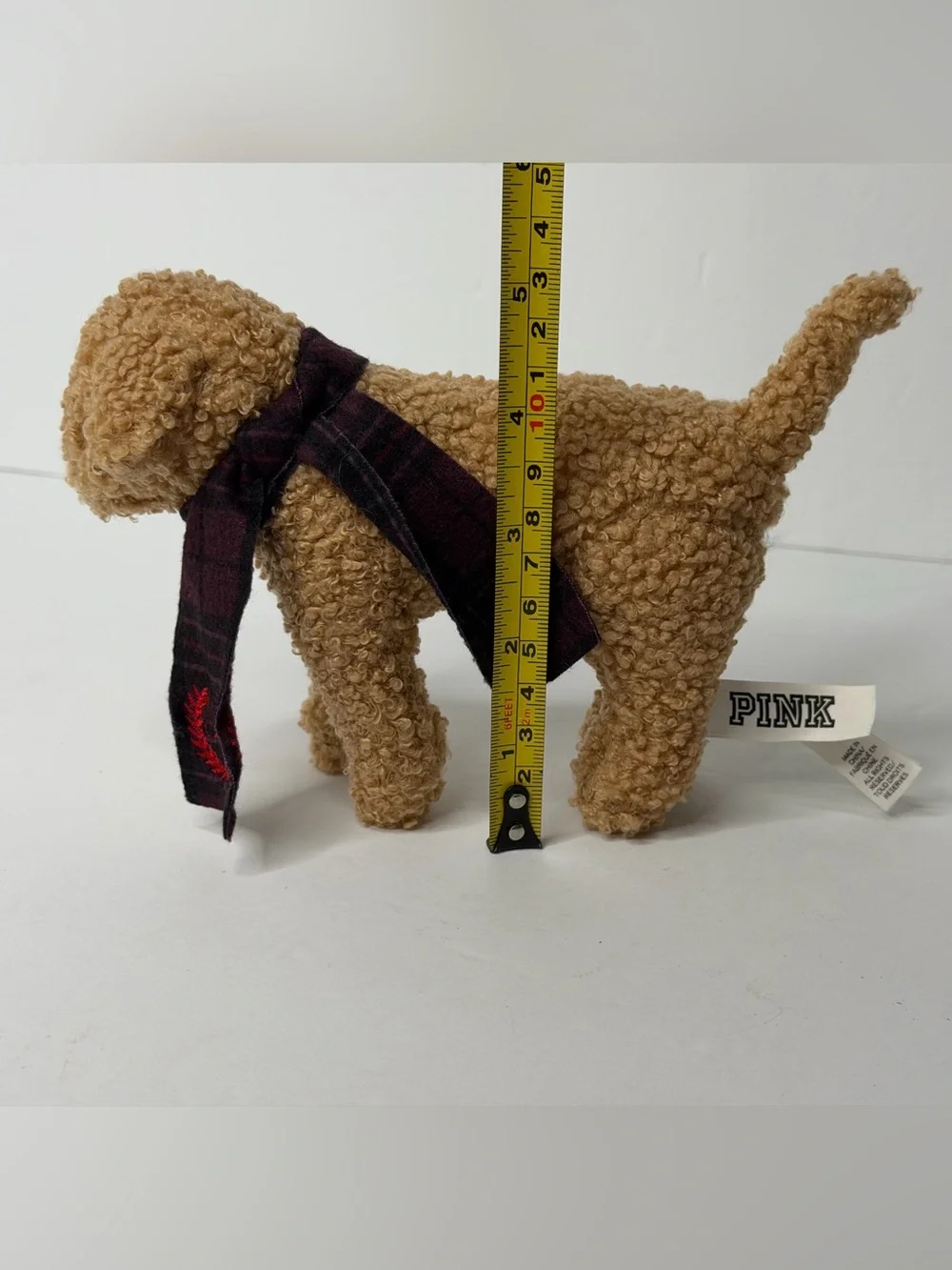 Victoria's Secret PINK Plush Sherpa Mini Dog Tan red scarf - Holiday 2024 - Picture 8 of 9